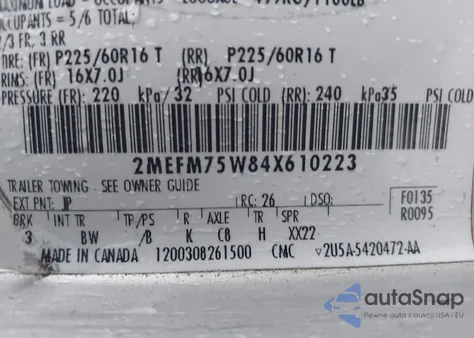 2004 Mercury Grand Marquis Ls from USA, damaged, VIN 2MEFM75W84X610223